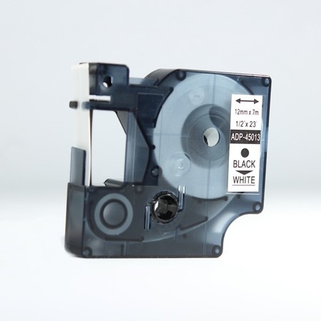 Taśma ADP-45013 biała/czarny druk, 12 mm 