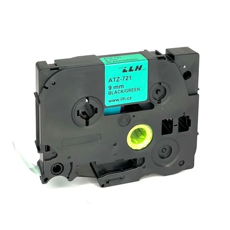 Taśma ATZ-721 zielona/czarny druk, 9 mm