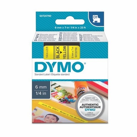 Taśma Dymo S0720790 żółta/czarny druk, 6 mm