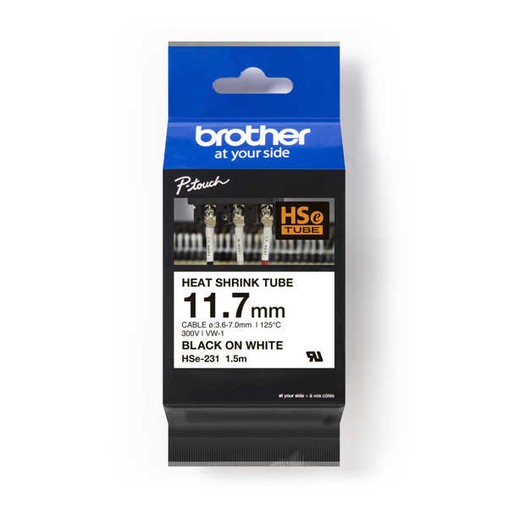 Rurka termokurczliwa Brother HSE-231E biała, 12 mm