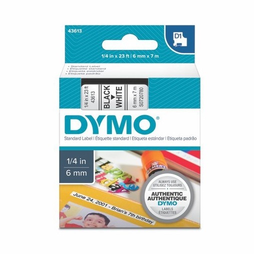 Taśma Dymo S0720780 biała/czarny druk, 6 mm