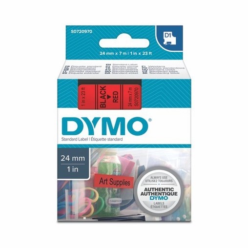 Taśma Dymo S0720970 czerwona/czarny druk, 24 mm