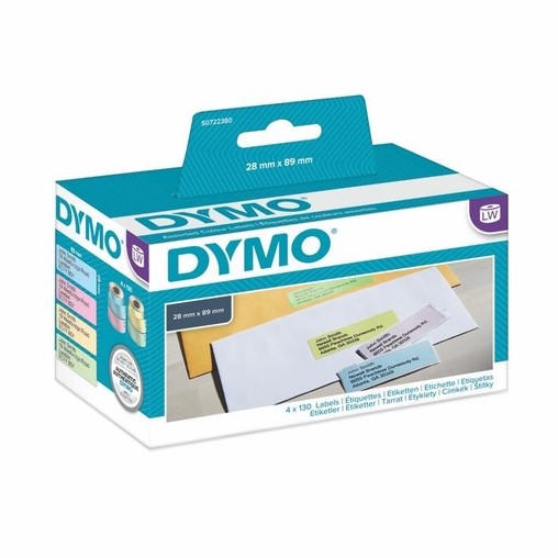 Etykiety papierowe Dymo S0722380, 89x28 mm, mix kolorów, 4x130 szt.